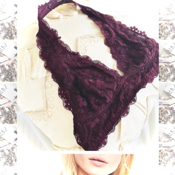 FREE PEOPLESLot of 2 Lace Maroon Burgundy Bralette Tan Strapless Bandeaus